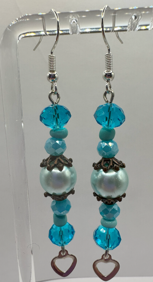 1011 - Blue Designer Long Dangling Earrings