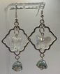 1012 - Blue Dangling Chandelier Earrings with Butterfly Bead