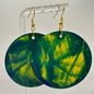 1015 - Green Acrylic Pour Painting Dangling Earrings