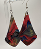 1018 - Purple Acrylic Pour Painting Dangling Earrings with Red Highlights