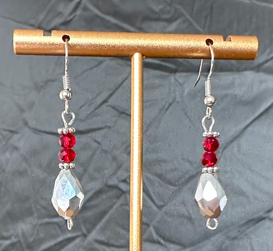 1028 - Budget-Friendly Everyday Dangling Earrings - Red Sparkling