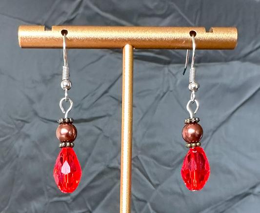 1030 -  Budget-Friendly Everyday Dangling Earrings - Orange and Bronze