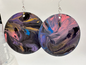 1024 - Pink Acrylic Pour Painting Dangling Earrings with Gold Highlights
